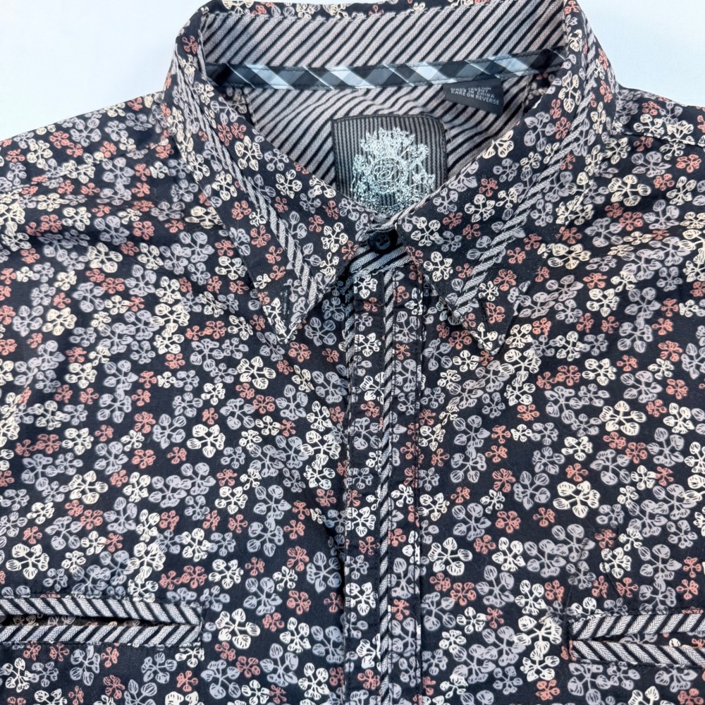 English Laundry Blaque Label Christopher Wicks Men XXL Black Floral Button Shirt
